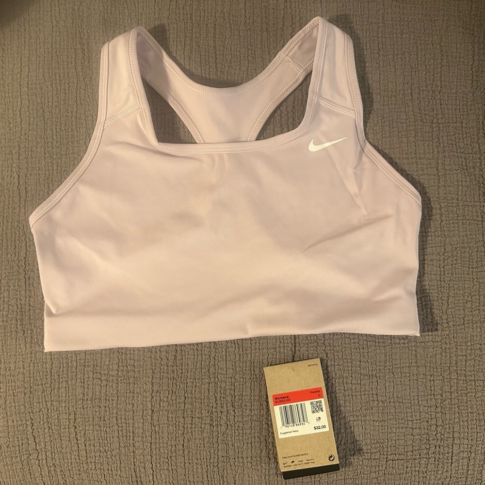 Nike Sports Bra, Large, Doll/White Color